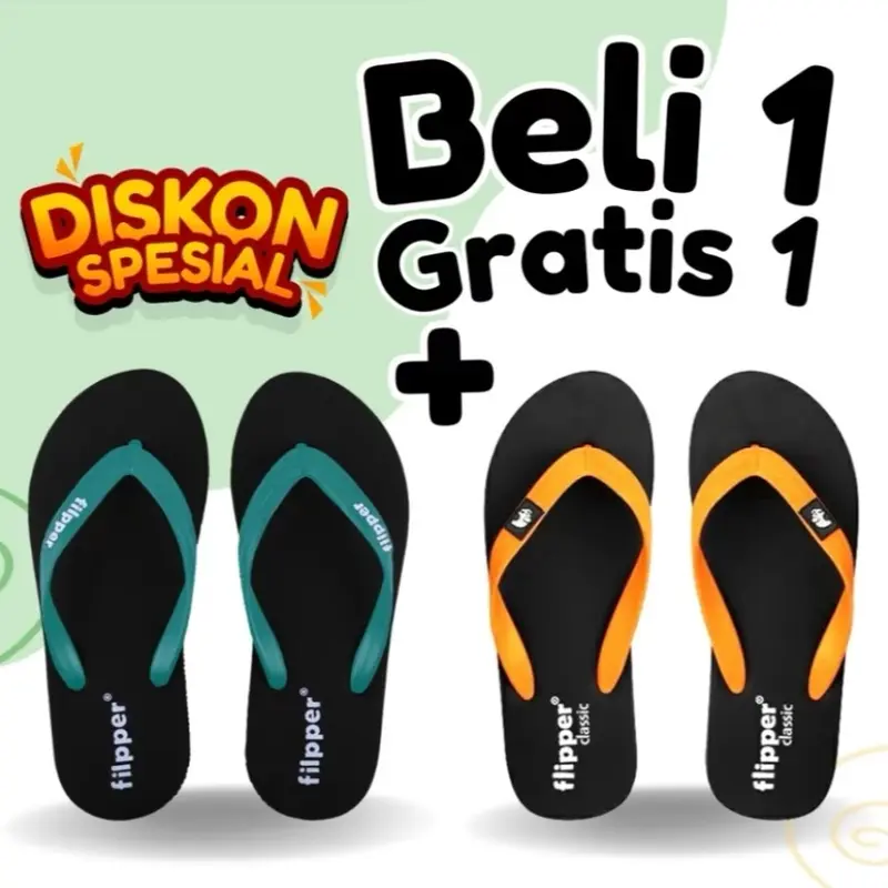 Beli 1 Gratis 1 Sandal Jepit Filpper Fipper Flipper Pria Dan Wanita Kasual Karet buy 0