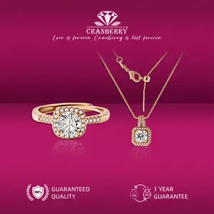 OS1-D229 Set Kalung dan Cincin Wanita Cranberry Jewelry Premium Lapis Emas 18k Anti Luntur Anti Berubah Warna Garansi 1 Tahun Resmi Size Adjustable Kualitas Grade Terbaru Aksesoris Perhiasan Cincin Nikah Permata VVS1 Elegan COD
