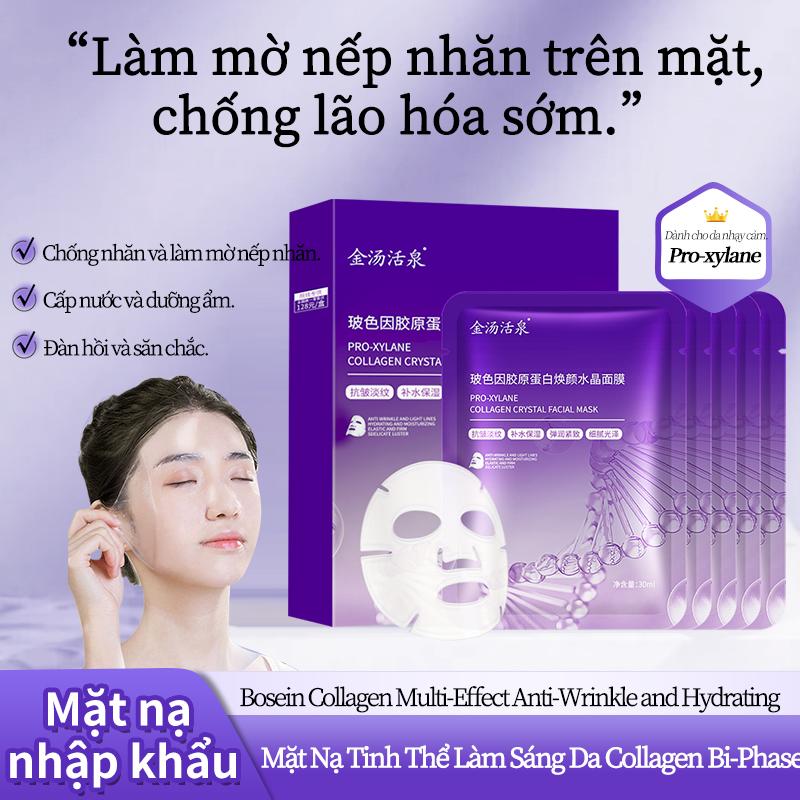 Mặt Nạ Pha Lê Phục Hồi Collagen Biocellulose, Với Nguồn Gốc Suối Nước Nóng Vàng, Dưỡng Ẩm, Dưỡng Ẩm, Chống Nhăn, Giảm Nếp Nhăn, Làm Săn Chắc, Đàn Hồi,1 hộp 5 miếng, mỗi miếng 30ml.
