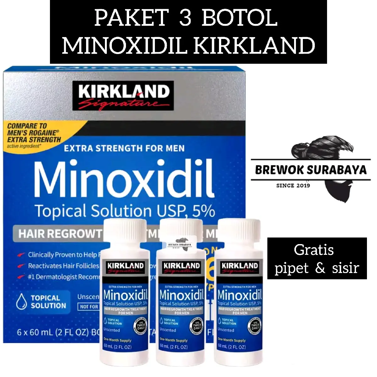 3 Botol Minoxidil Kirkland New
