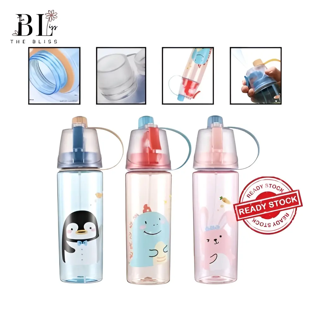 600ml Spray Children's Sport Bottle Drinking Outdoor Portable Cute Cartoon Kids Drinking  Botol Air Sukan AC-272