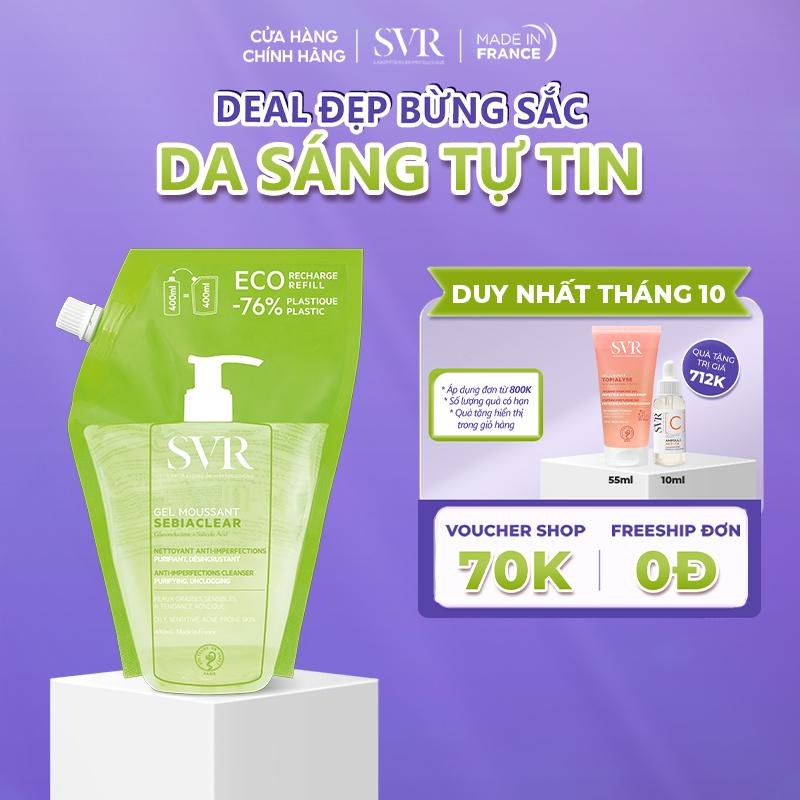 Gel rửa mặt không có xà phòng và làm sạch SVR SEBIACLEAR GEL MOUSSANT dạng túi 400ml