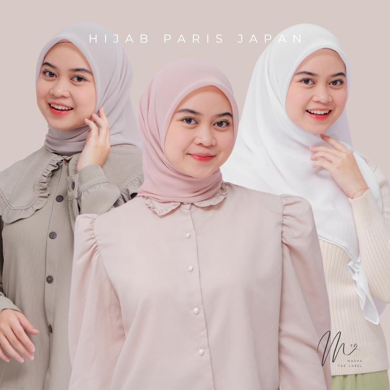 PAKET USAHA KERUDUNG SEGIEMPAT PARIS JAPAN NASHATHELABEL 10 pcs  || BISA NON LABEL Muslim Jilbab Basic 2