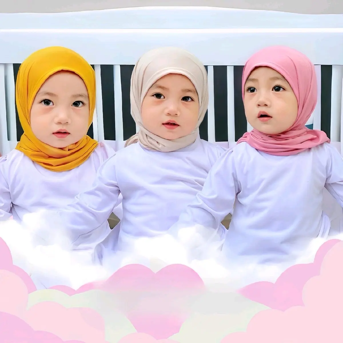 Jilbab Instan Anak Perempuan Usia 1-6 Tahun Bahan Jersey Premium Segitiga  Muslim Nyaman Kerudung Hijab Pashmina