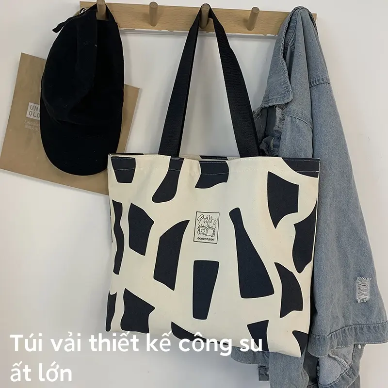 Túi Vải Bố, Dung Lượng Lớn, Tote Đi Lại, Thích Hợp Đi Làm, Đeo Một Bên Vai, Dễ Phối Đồ, Túi Sinh Viên Nghệ Thuật Chữ Nhật Nữ Đeo Vai Bag Hình Chữ Nhật 7