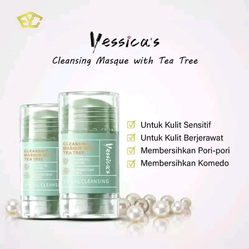 Yessica's Clay Stick Mask Tea Tree 50gr untuk Kulit normal Berminyak dan Berjerawat dll Masker Mencerahkan Wajah 2