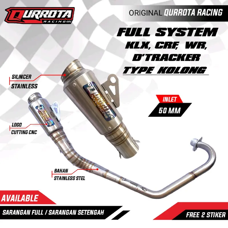 knalpot racing klx crf dtracker wr155 tipe competisi original qurrota racing ready leher kolong dan samping Mesin Motorcycle Trail 1