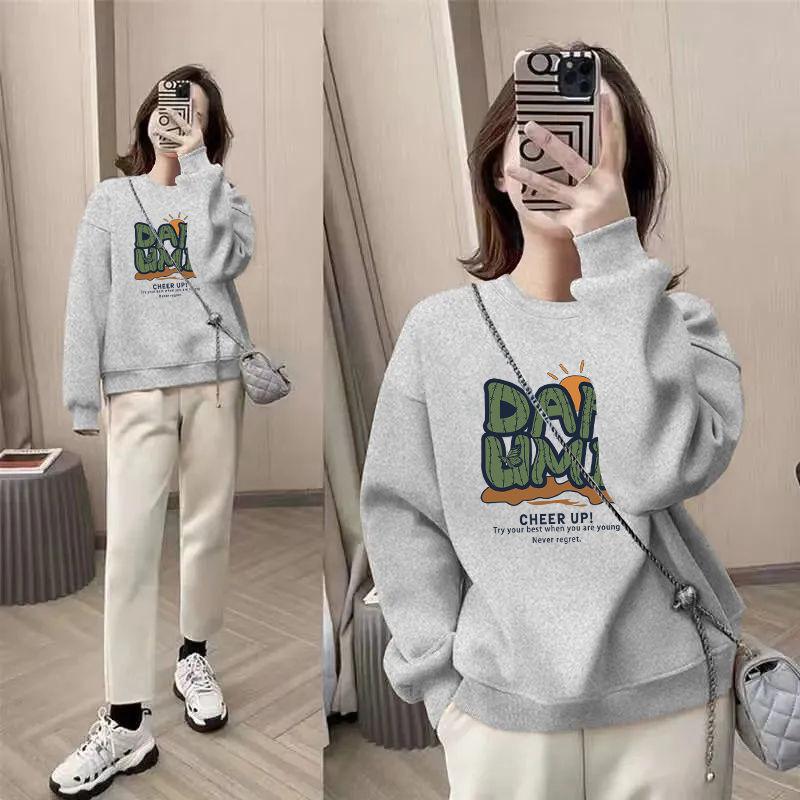 Product Introduction of Áo Cho Nữ, Áo Nỉ Cotton Nguyên Chất Mới Cho Mùa Thu Và Mùa Đông, Nhung Cáo Bạc Dày Dặn, Cổ Tròn Dáng Rộng In Họa Tiết Cao Cấp, Áo Giảm Béo Cho Nữ 14