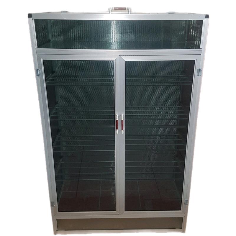 rak lemari sepatu aluminium kaca 2 pintu 0
