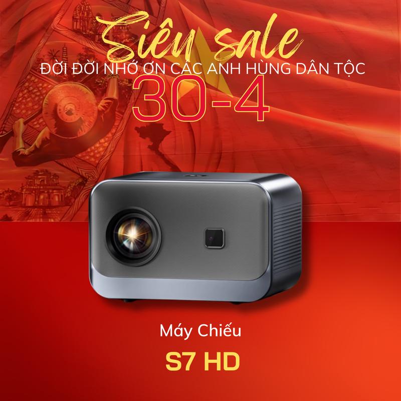 Máy Chiếu Xem Phim S7 PRO HD 2024 Giọng Nói, Chuột Bay - Hệ Điều Hành Android 12, Bluetooth, Led Projector maychieu mini