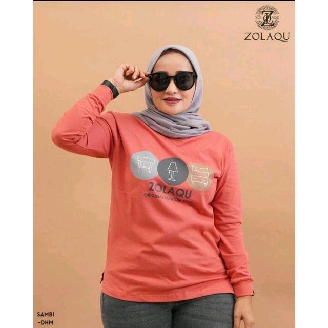 Kaos Wanita Zolaqu Original/Atasan Combed Lengan Panjang/Baju Muslimah Terlaris Katun Combed/Kaos Lengan Panjang Wanita Katun Tebal/Baju Basic Oblong Wanita Sablon Dewasa 3