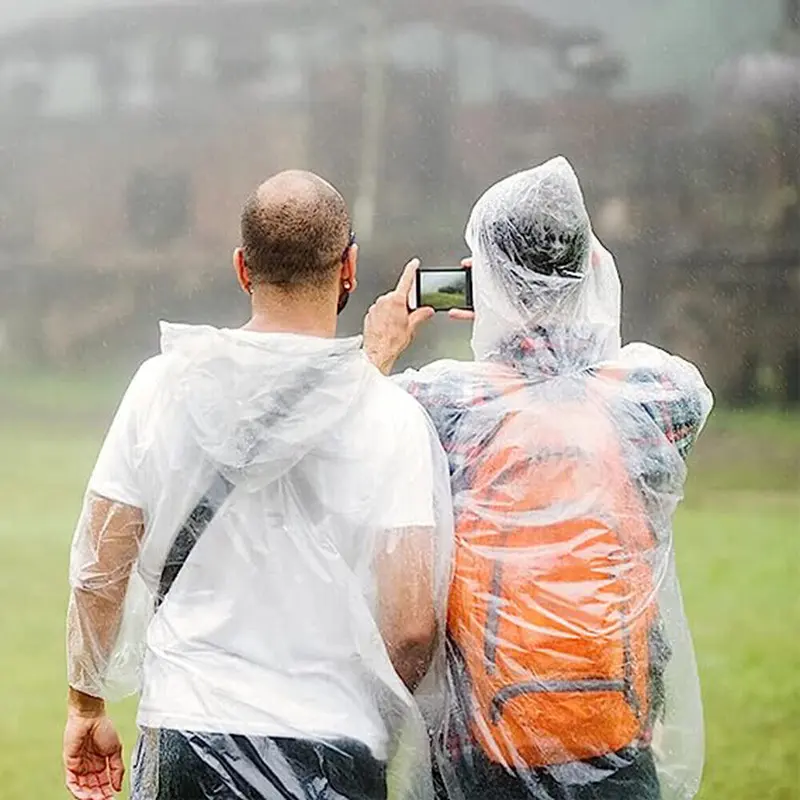 12pcs Disposable Emergency Raincoats Waterproof Ponchos Lightweight for Men and Women with Hood and Sleeves 3