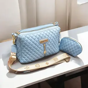 Balerinaa Tas Selempang Wanita Bahan Bordir Motif Kotak-kotak PX28 LX10 TX20 cm