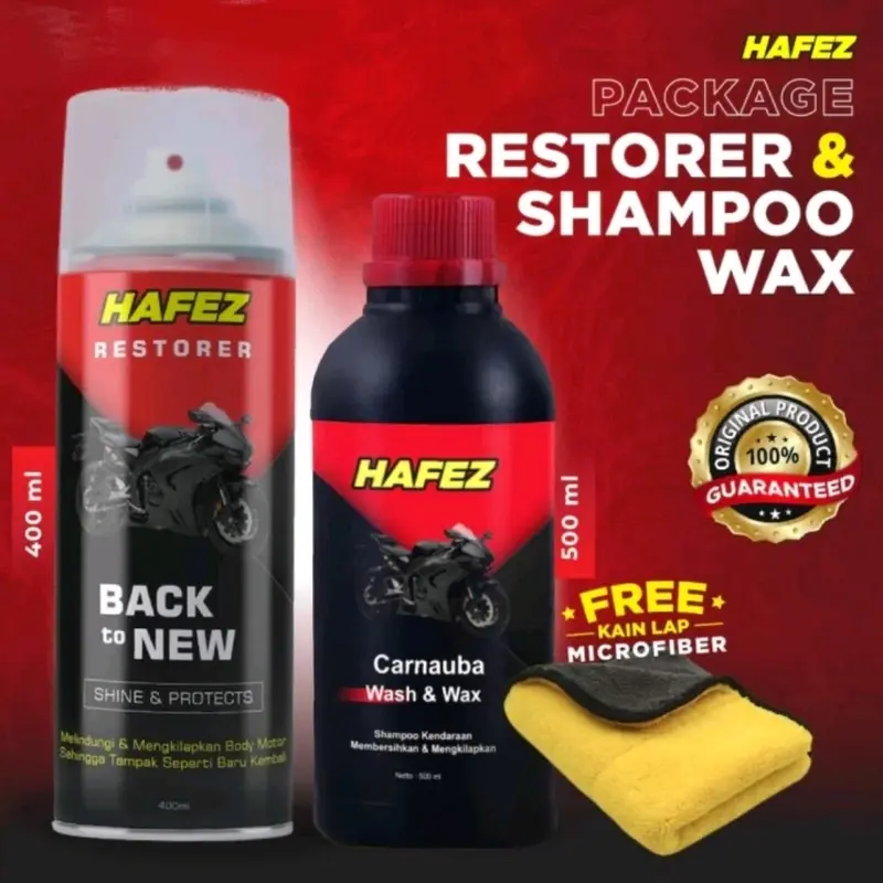 Hafez Restorer pembersih pengkilap body motor dan mobil - 400ml Original Kendaraan Car Semprot Microfiber 0