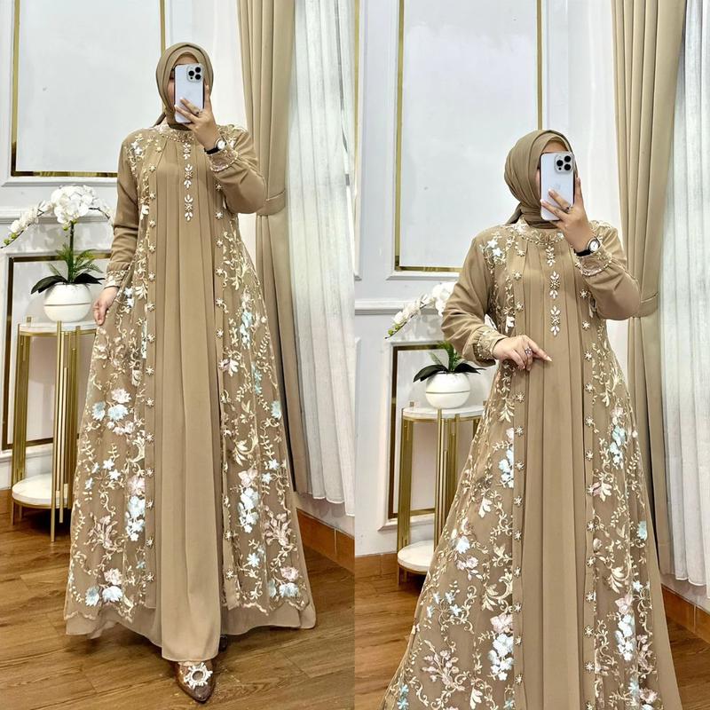 Viral / Gamis Brukat Kondangan Terlaris / ELZINA MAXY Dress Mewah Pesta 3