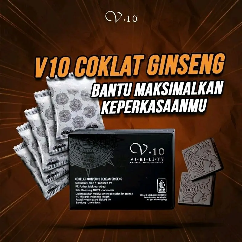 Paket hemat 2 box cokelat V-TEN Alami Chocolate dengan Gingseng untuk Pria dan Wanita isi 5 sachet per box 0