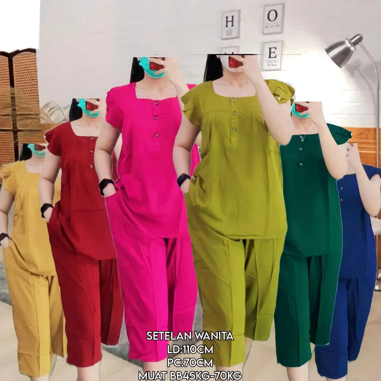 Setelan Bangkok Wanita/one Set cotton Premium Busui Frenly 7/8/set piyama polos lembuut//setelan bangkok termurah Lembut Panjang Santai Baju Tidur Celana Pendek Nyaman