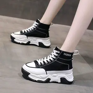 sepatu sneakers wanita FSH sepatu bot korea sneakers perempuan hits Boots Shoes hitam