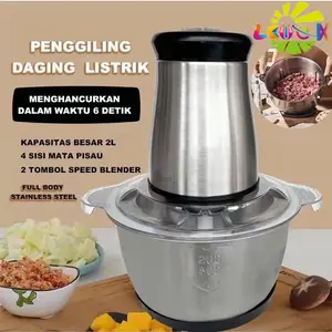 COD LACOOK Blender Chopper Stainless Steel 2L Penggiling Bumbu Daging Sayur Buah / Food Processor