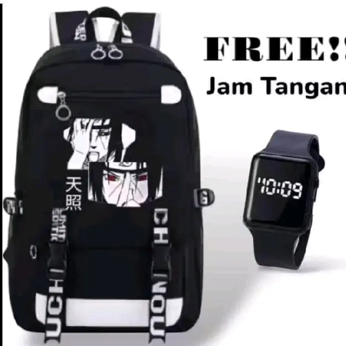 CemaraBgasPaket 4in1 Tas Ransel Anime Backpack motip gojosatoru Kakashi1 Anak sekolah lakilaki Sd Smp 1