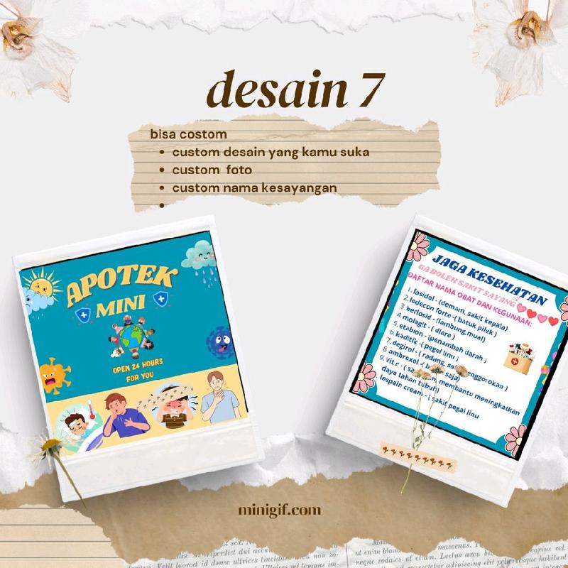 Custom Sticker Apotek Mini Super Box List Obat Gratis Desain unik 6