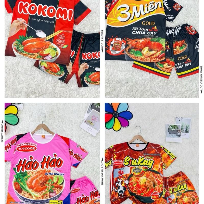 Đồ bộ đùi hoạ tiết mì gói dễ thương