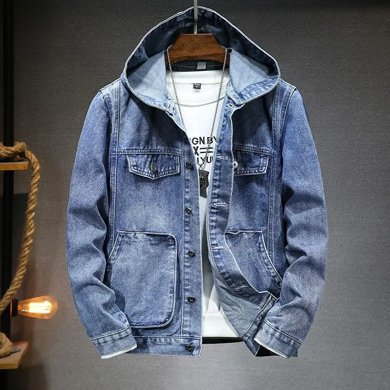 Jaket Denim Basic Model Kancing Bertopi - Kombinasi Nyaman dan Stylish Varian Warna Puple Blue Wash & Black wash