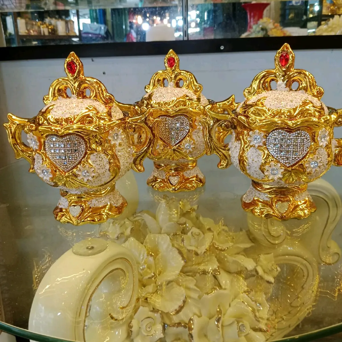 Toples Keramik Set 3/Toples Pajangan Lemari/Hiasan Rumah Modern/Dekorasi/Keramik Hias