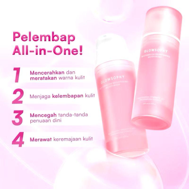 Glowsophy Watermelon Brightening Moisturizer Gel 100ml Pelembab Wajah Ringan Mencerahkan Kulit dan Meratakan Warna Kulit dengan 5% Niacinamide