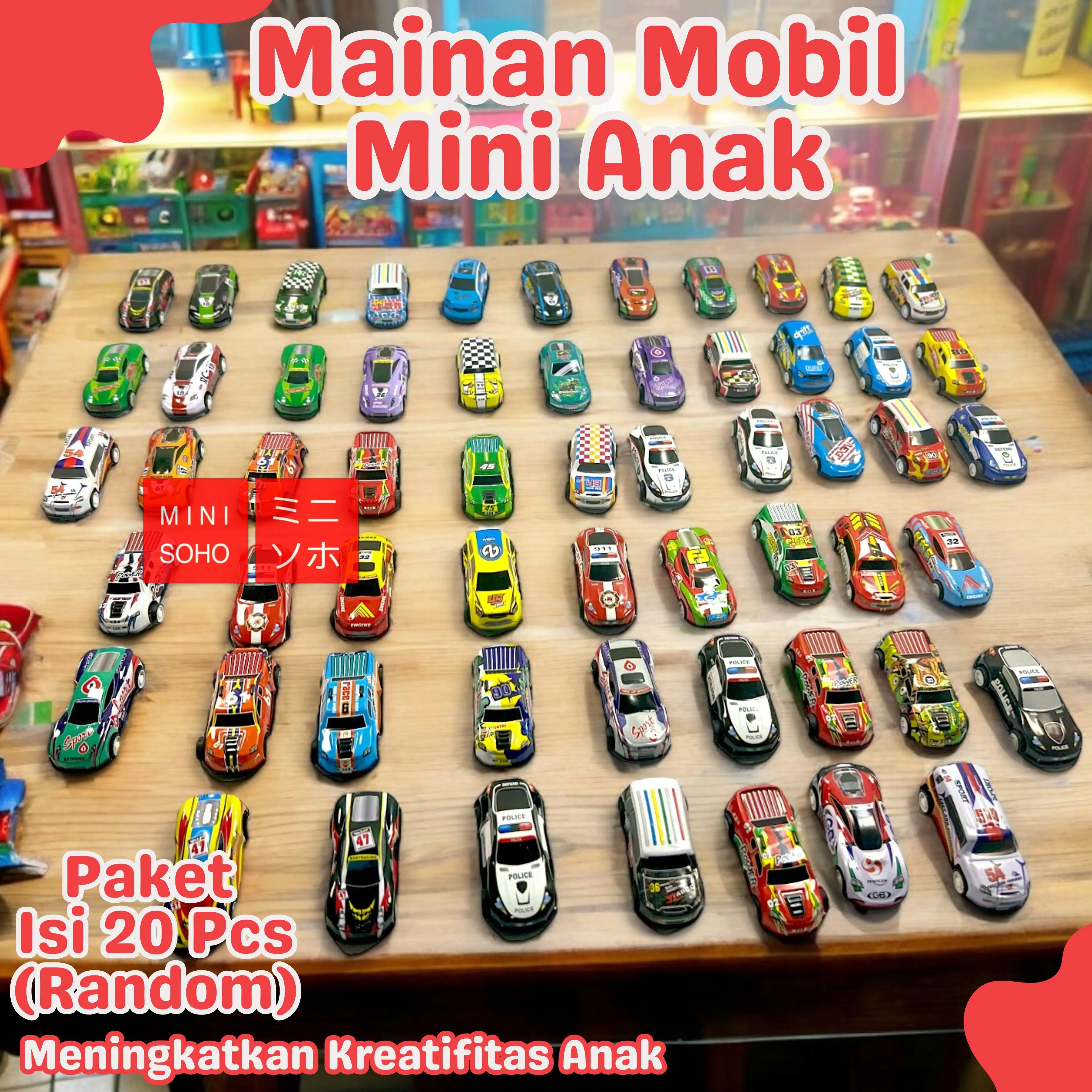 COD Mobil Mini Mainan Anak (20pcs) Pullback Mix Colorfull Racing Car Besi Mini Cars Kids Toys