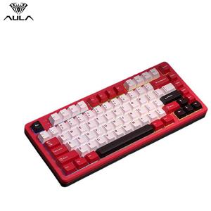 Teclado Mecánico Gamer AULA FIRE 75 Aluminio - Estructura de JUNTA de Soporte de Carga - Modo Triple (Bluetooth/Inalámbrico 2.4G/Cableado) Tecla Completa Intercambiable Apta para Oficina y Juegos