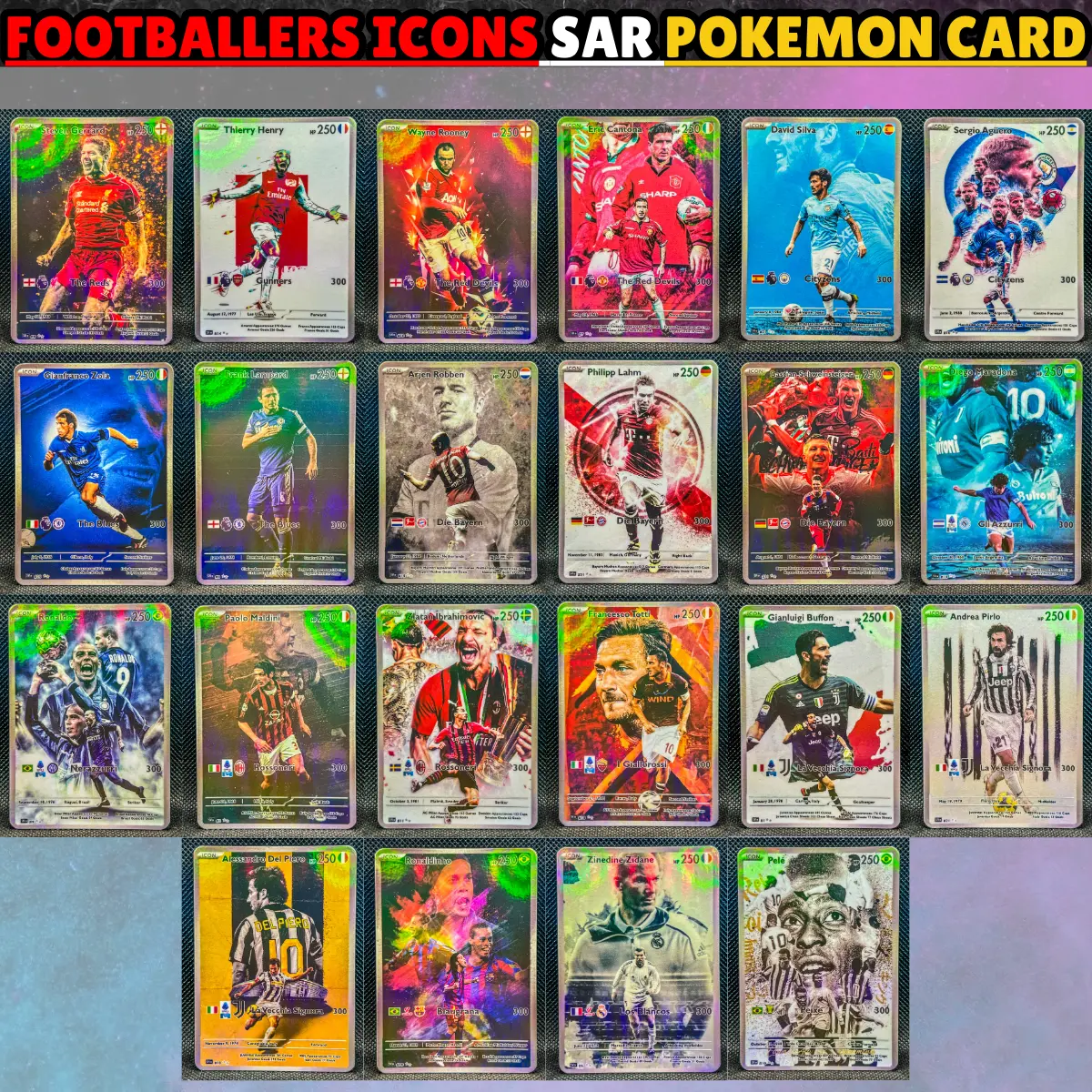 Footballer Icons SAR Pokemon Holographic Cards