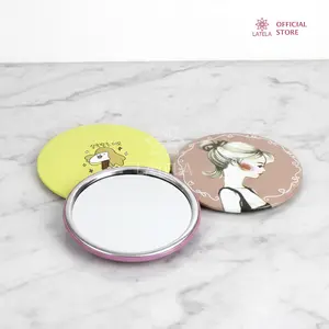Cermin Bulat Mini Kaca Karakter Aesthetic Cermin Make Up Kecil