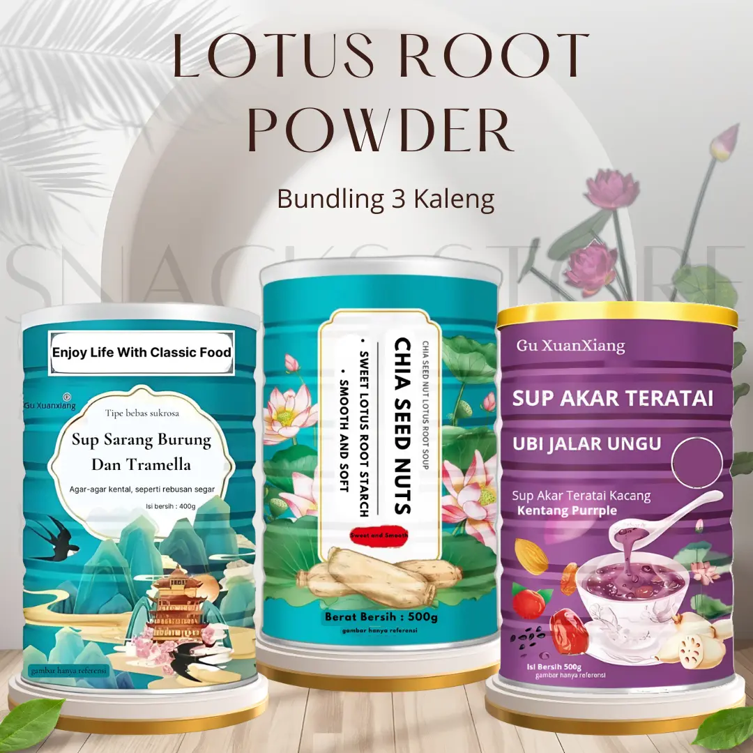 [3pcs] Oufen Lotus Root Powder/Bubuk Akar Teratai/Biji Lotus Instant Bundle 400-500gr Drink