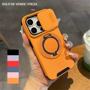 Funda para teléfono con anillo protector de lente y ventana deslizante, cubierta protectora antigolpes, accesorio para teléfono compatible con iPhone 16 15 14 13 12 Pro Max, Casing