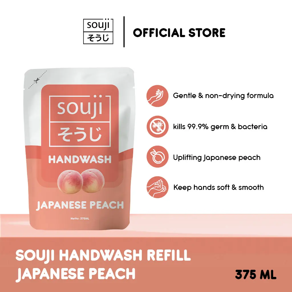 SOUJI Antibacterial Hand Wash Japanese Peach Refill 375ml