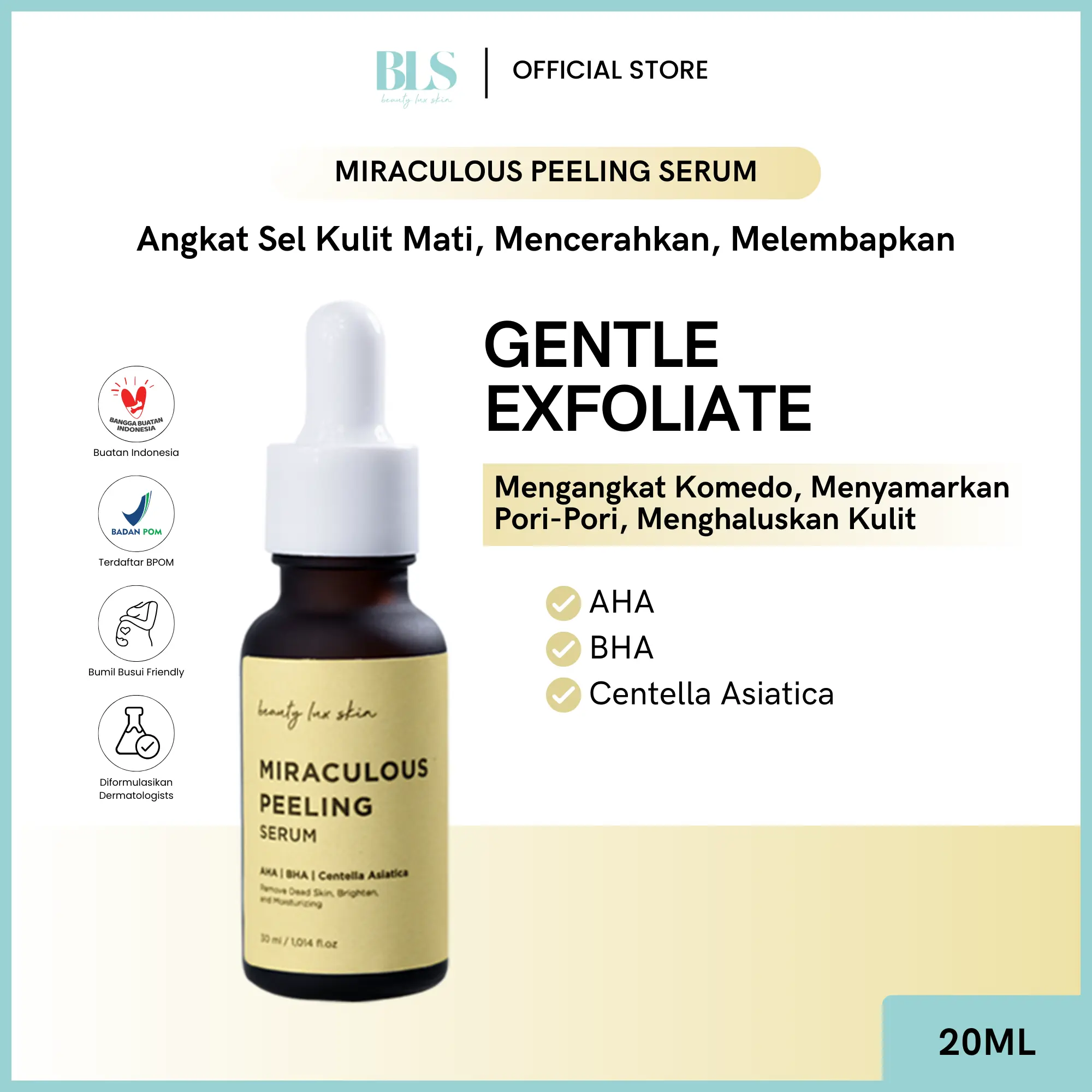 [Beauty Lux Skin] Miraculous Peeling Serum Eksfoliasi | Perawatan wajah mengangkat sel kulit mati, pencerah, dan pelembab