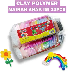 Sinofun Clay Polymer isi 12 Pcs Clay Polymer super Light 12 Warna Mainan Lilin Plastisin Clay Anak