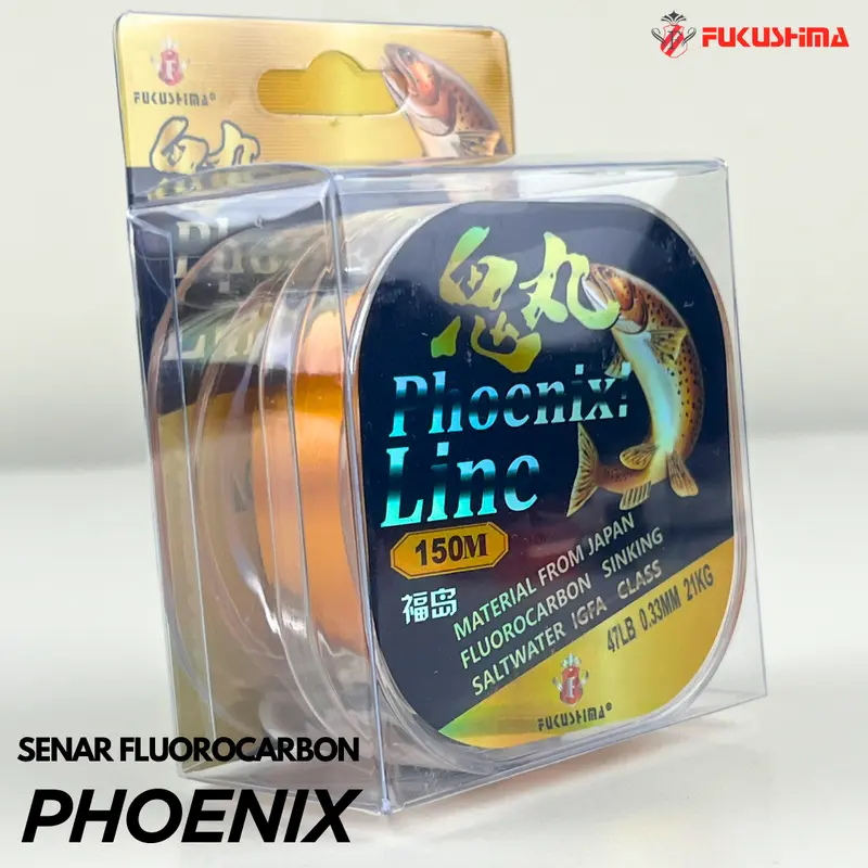 Senar Pancing 150 Meter Warna Kuning Emas Galatama Fluorocarbon Fukushima Phoenix/ Senar Anti Keriting Saltwater Fast Sinking Fluorocarbon Composite 4