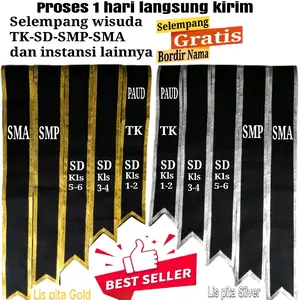 SELEMPANG WISUDA ANAK TK PAUD SD / SELEMPANG WISUDA GRATIS BORDIR NAMA Fashion