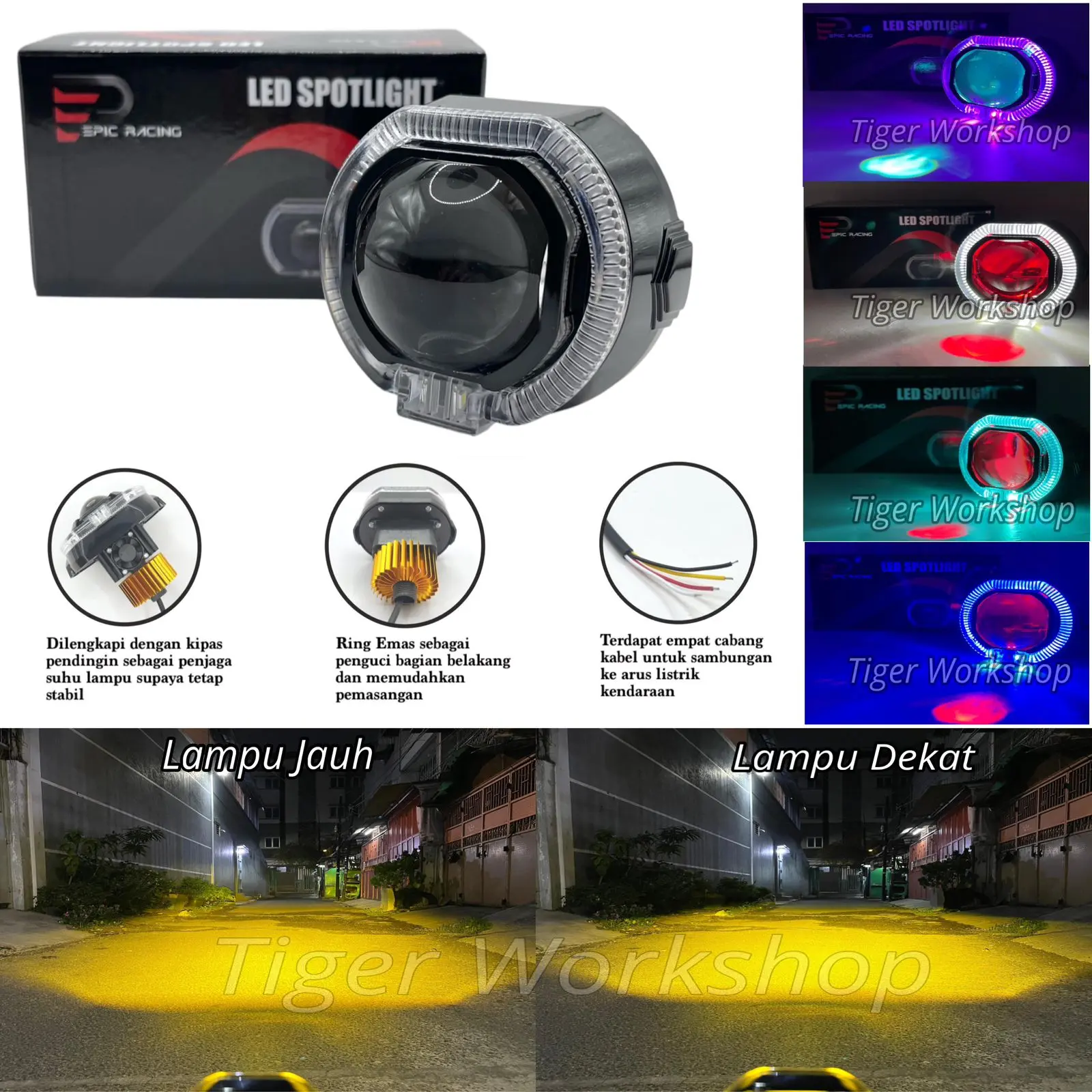 Projie Biled Matrix ukuran 2.5inc Body Black High Low Kuning di Lengkapi Kipas Pendingin
