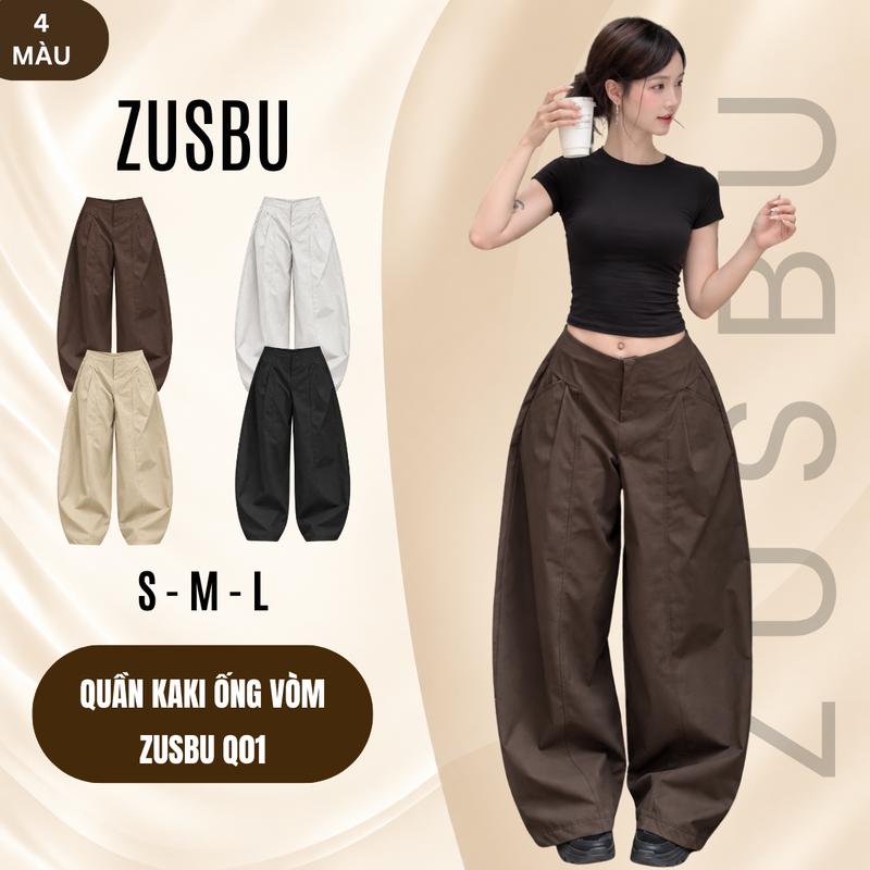 Quần Kaki Nhật Ống Vòm ZUSBU Q01 Form Balloon Cạp Chun Sau, Dáng Rộng Che Khuyết Điểm Chân Basic Style Hàn Quốc