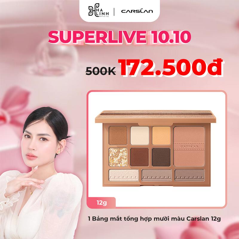 VÕ HÀ LINH x CARSLAN Bảng Phấn Mắt,Đa Chức Năng 10 Màu Có Kem Đánh Bóng Bắt Sáng Và Phấn Má Hồng Đường Viền 12g