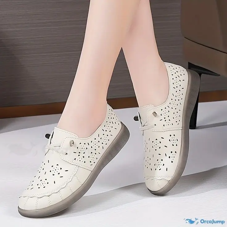 Sepatu Balet Wanita Slip On Korea dengan Tali - Karet - Shoes Putih