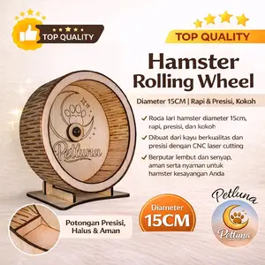 Petluna Silent Hamster Jogging Wheel Diameter 15cm Rapi Presisi Kokoh Dari Kayu Berkualitas