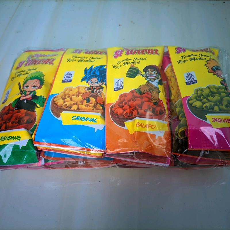 Makaroni karakter seribuan  kemasan 1 pack (isi 20 pcs) mix 4 rasa 1