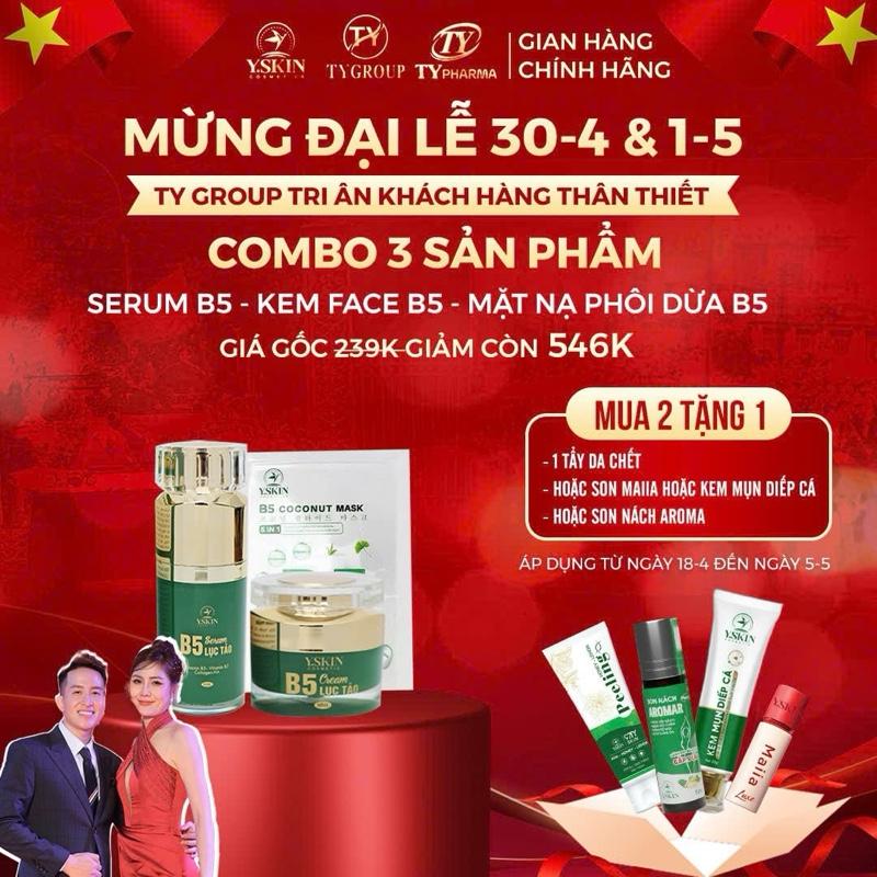 [ Mua 1 tặng 1 ] Combo 3 Sản Phẩm Dưỡng Da [Y.SKIN] Gồm (Kem face b5- Serum b5- mặt nạ cao cấp sinh học phôi dừa  )( ( Mua 1 sp tặng 1 srm mini  Mua 2 sp tặng 1 son nách )