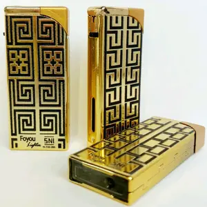 801a - Korek Bara abstrak Zet Metal Case Royal Gold (isi ulang)