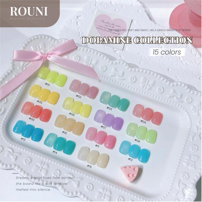 ROUNI Sơn Gel Dopamine Collection 15 Màu Thạch Nude & Sheer Macaron Candy Chuyên Dùng Cho Tiệm Nail