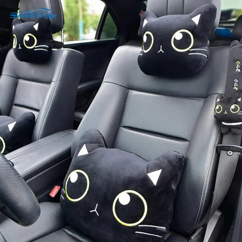 Car Pillow Girl Accessory Neck Cushion Four Seasons Lumbar Pillows Rearview Mirror Cover Cervical Pillow Seatbelt Shoulder Pads